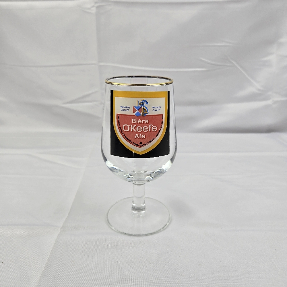 Vintage O'Keefe Ale Beer Glass Gold Rim Vtg